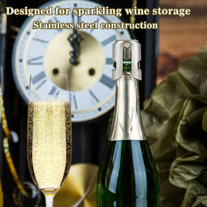 I-MART Pack of 6 Stainless Steel Champagne Stoppers, Prosecco, Sparkling Wine Bottle Stopper, Cork