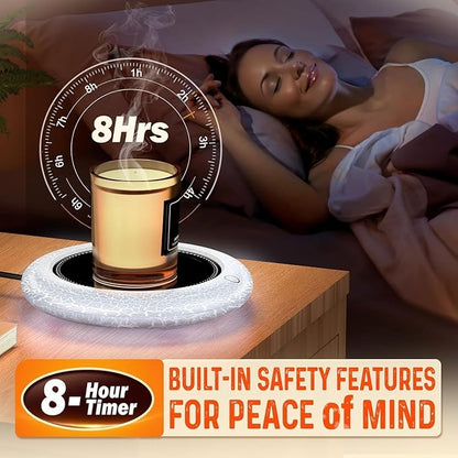 Coffee Mug Warmer with 7 LED Color Lights – Fast Heating & High Temp, Auto On/Off Gravity Sensor, Smart Electric Beverage Warmer for Coffee, Tea & More, Desk & Home Use(White)