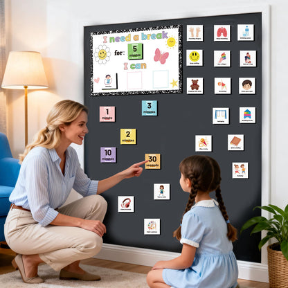 32Ps Calm Down Corner Supplies Items Special Education Autism Classroom Must Haves Visual Magnetic Card Sand Timer, Emotion Calming Corner Behavior Chart Classroom Sensory Room School Counselor Office