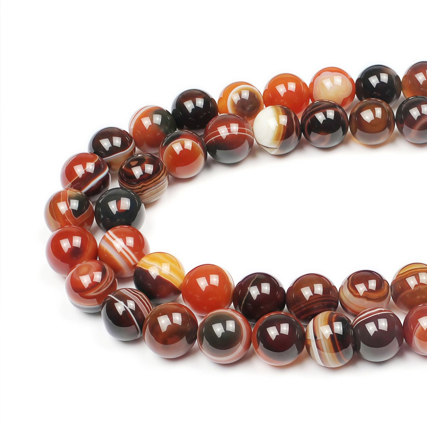 MJDCB Red Coffee Agate Beads Natural Agate Stone Round Loose Beads Ball Handmade Jewelry Bracelet Making DIY (12mm)