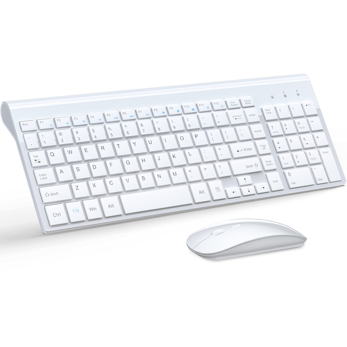 Wireless Keyboard and Mouse Ultra Slim Combo, TopMate 2.4G Silent Compact USB 2400DPI Mouse and Scissor Switch Keyboard Set with Cover, Batteries Included, for PC/Laptop/Windows/Mac - Gray Black