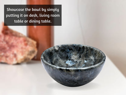 Larvikite Crystal Bowl - 2 Inch Decorative Bowls for Room and Home Decor - Gemstone Healing Crystals for Elegant Display, Positive Energy Balance and Gift