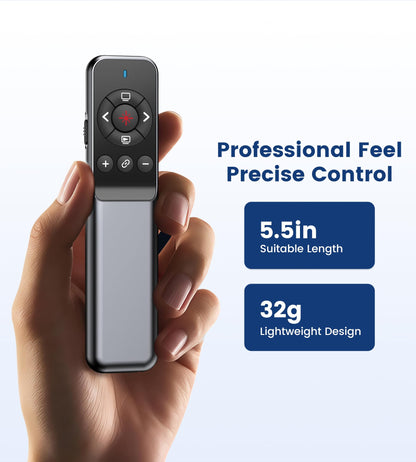 TITIANCOOL Wireless Presentation Clicker with Laser Pointer, USB-C & USB-A Dual Receiver, Hyperlink & Window Switch Support, 100M Red Light, Compatible with PowerPoint/Keynote/Google Slides