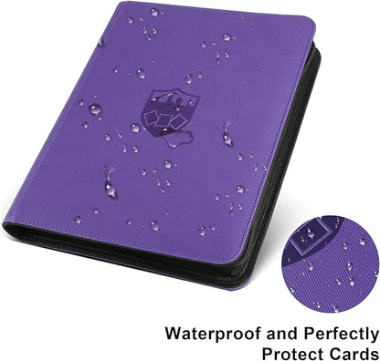 12 Pocket Ringless Side Loading Trading Card Binder, 720 Cards PU Fixed Page Zipper Card Album for TCG Sports Game Cards, Not Fit Top Loaders(Purple)