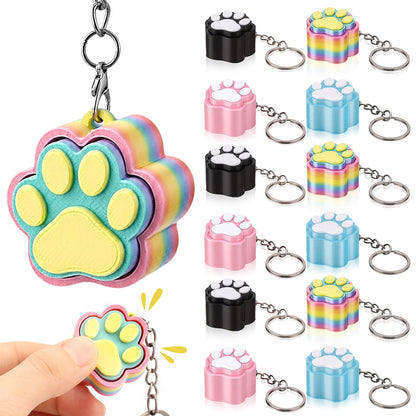 Kenning 12 Pcs PET Paw Clicker Fidget Keychain Bulk 3D Printed Sensory Clicker Fidget Toys Stress Relief Paw Print Keychain Gifts for Adults Graduation Party Favors Birthday Goodie Bag Stuffers
