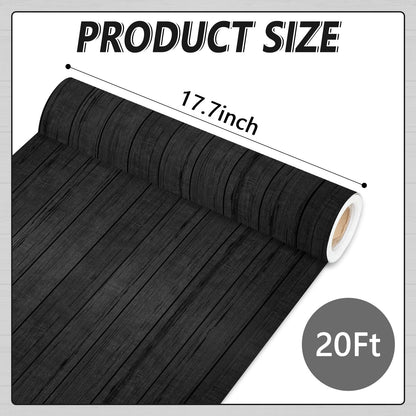 Qyeahkj Wood Grain Bulletin Board Paper Roll Rustic Bulletin Board Background Paper Black Fade Resistant Classroom Decoration Poster Art Craft Home Wall Education Decor Supplies 17.7in x 20ft