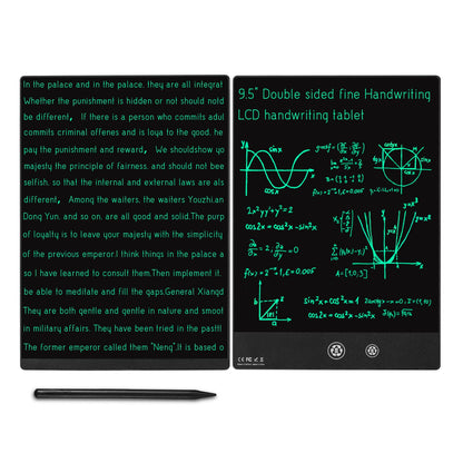 LCD Writing Tablet 9.5 Inch Double Display, Ultra-Slim 0.2in Lightweight Compact Digital Notepad, Two-Sided Reusable Drawing Pad with Magnetic Stylus, Kids Doodle Board for Adults Office School