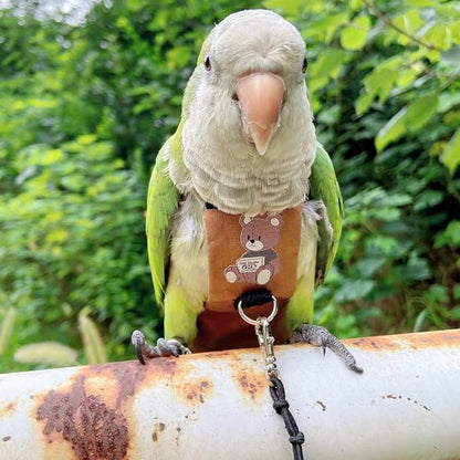 Bird Diaper Harness Flight Suit Clothes, Parrot Flight Suit with Leash for Parrot, Bird Flying Clothes with Rope and Handle for Outdoor Activities Training (Necked Parakeet,Without Leash)