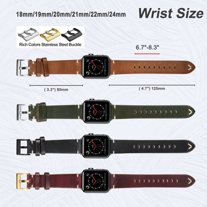 hemsut h Leather Watch Bands, Horween Leather Watch Strap for Men 18 19 20 21 22 24mm Quick Release Handmade Vintage Replacement Wrap