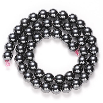 10mm Natural Black Hematite Gemstone Beads Polished Round Smooth Stone Beads for Bracelets Jewelry Making 15inch Loose Beads