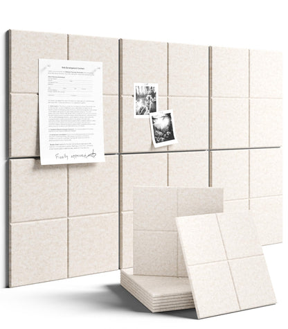 Large Felt Bulletin Board 36"x24", 6-Pack 4-Compartment Wall Organizer, Cork Board Alternative with 60 Removable Adhesive Tabs, Modular Felt Panels for Home Office, Classroom and Study-Oatmeal