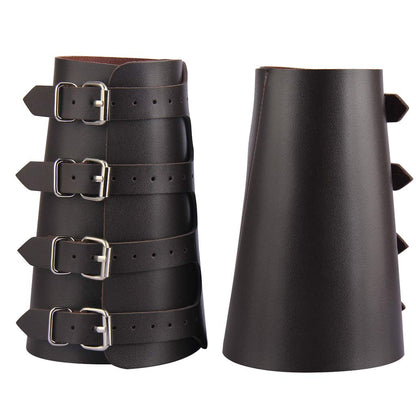 HOEACXY Viking Bracers for Men Medieval Leather Bracers Buckles Leather Arm Guards Cuff Gauntlet Wristband Armband for Men Women 1 Pair brown