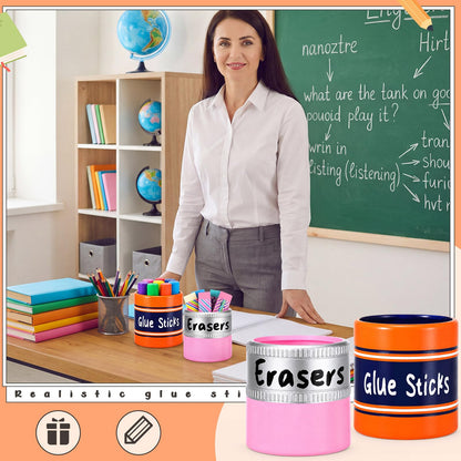 Tenceur 2 Pcs 4.7x4.7 Inches Glue Stick Erasers Bucket for Teacher Desk Organizer Pencil Holder Bucket Large Capacity Desk Organizer for Teacher Classroom Craft Supply Storages