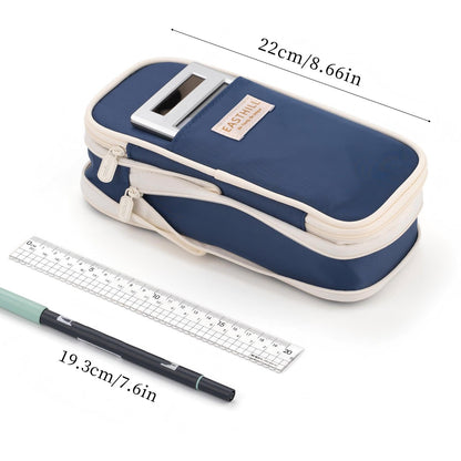 EASTHILL Big Capacity Pencil Case Large Pencil Pouch Stationery Pen Bag for Teen Girls-Navy