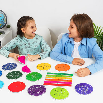 Simply Magic 166 PCS Simply Magic Magnetic Fraction Tiles and Circles & 32 Educational Posters for Kids