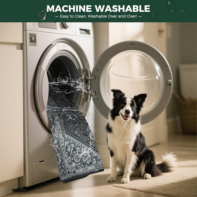 FXW Washable Pee Pads for Dogs, Puppy Pads with Super Absorbent, Specifically Designed for 48inch Cages, 29" x 47" Rectangle, Boho Grey, 2 Packs