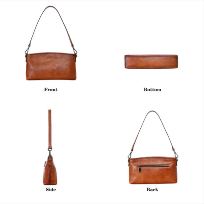 HESHE Genuine Leather Purses for Women Brown Crossbody Bag Designer Women’s Shoulder Purses and Hobo Handbags Medium Satchel Purse Work Bag (Brown)