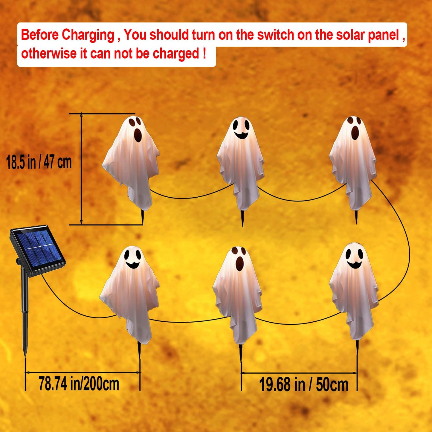 GMAULEE Halloween Ghost Pathway Lights with Stakes, 6PCS Solar Light Ghost Decorations, Waterproof Outdoor Lights for Yard, Lawn, Driveway, Halloween Decor (White)