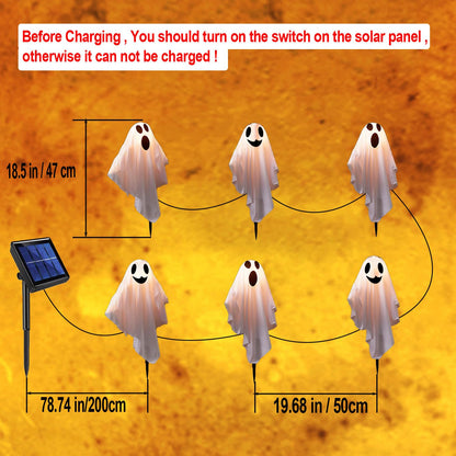 GMAULEE Halloween Ghost Pathway Lights with Stakes, 6PCS Solar Light Ghost Decorations, Waterproof Outdoor Lights for Yard, Lawn, Driveway, Halloween Decor (White)