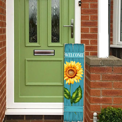 PEROUU Sunflower Welcome Wooden Sign,Spring Rustic Porch Sign for Front Door Decorations, Front Porch Decor Home Hanging Signs Wall Sign 31.5" H