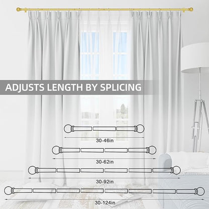 Thestoa Gold Curtain Rods for Windows 30-46 Inch, 5/8" Stainless Steel Small Curtain Rod for Bedroom, Living Room,Kitchen,Farmhouse