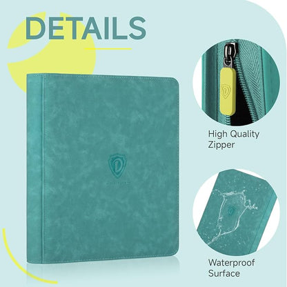 Trading Card Binder with Zip,12 Pockets Card Binder,720 Double Sided Pocket Card Collection Binder,Card Album Card Folder for MTG,TCG,Sports Cards,Game Cards,Green