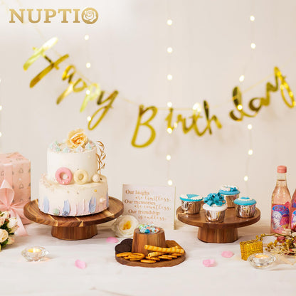 NUPTIO Wood Cake Stand Cupcake Stand: Small Round Cake Display Holder 7.6 Inch Pastry Stands Muffin Snack Platter for Kitchen Wedding Reception Bakery Baby Shower Graduation Dessert Table- 6 Inch Cake