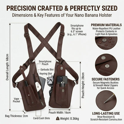 TXVGQMA 1 PC Men Anti Theft Hidden Underarm Shoulder Bag, PU Leather Double Armpit Phone Wallet, Adjustable Security Crossbody Harness Pouch for Travel EDC