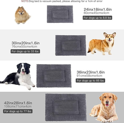 BVAGSS Reversible Dog Crate Pad, Memory Foam Pet Bed Mat, Soft Warm Machine Washable Sleeping Kennel Mattress for Small Medium Dogs XH079 (24''x18''x1.6'',Light Grey)