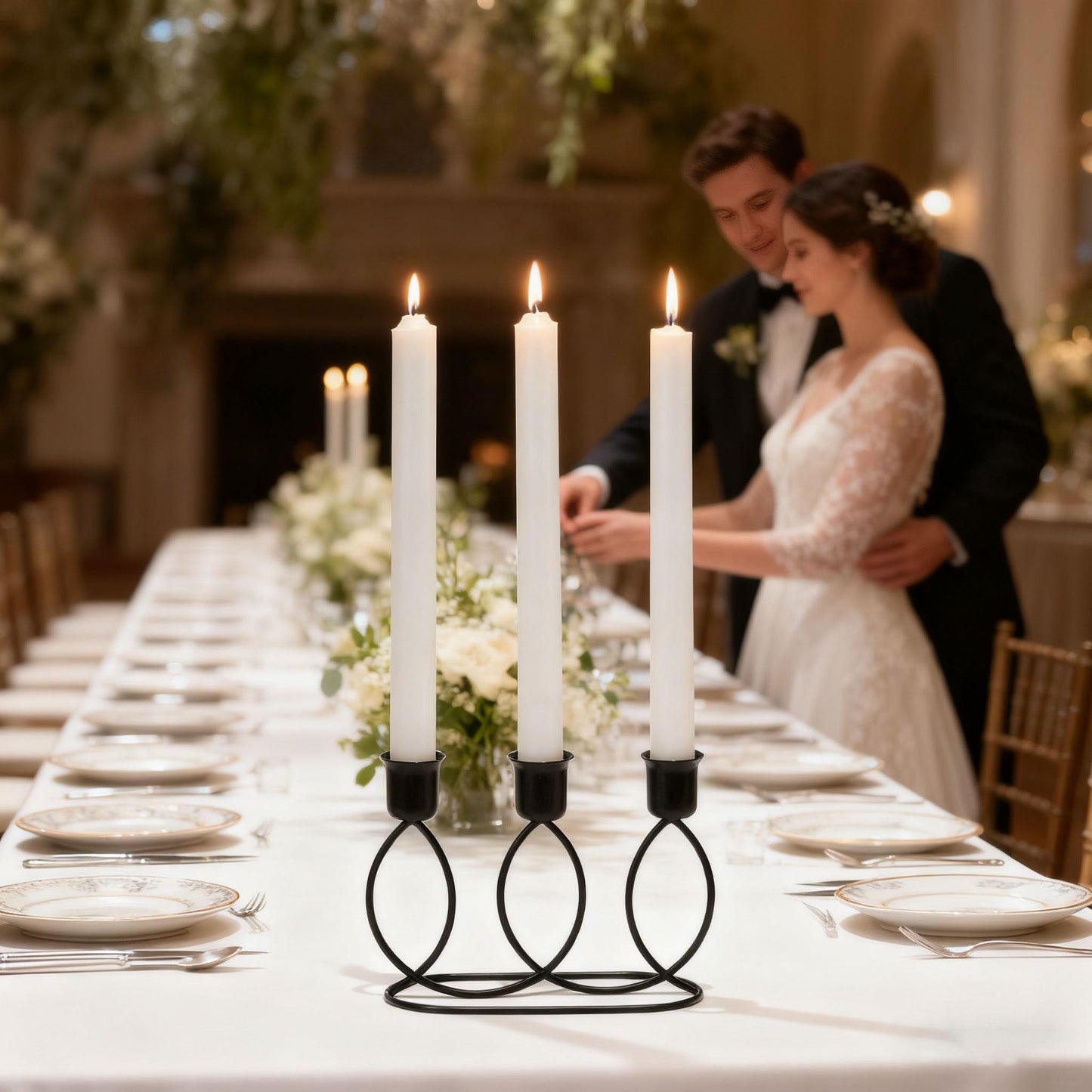 Black Candelabra Metal Candle Holders - 3 Arm Candlestick Holder for Theme Party Table Centerpiece Decoration Dining Room Birthday Holiday Christmas Thanksgiving Wedding