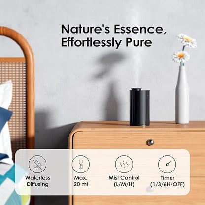 Airversa Waterless Diffuser for Essential Oil, Car Diffsuer, Battery Operated Nebulizer, 0.7 Fl Oz/ 20mL, Mini Scent Air Machine, 3 Timers & 3 Mist Levels for Home, Room, Office - AN6 Light Steel Blue