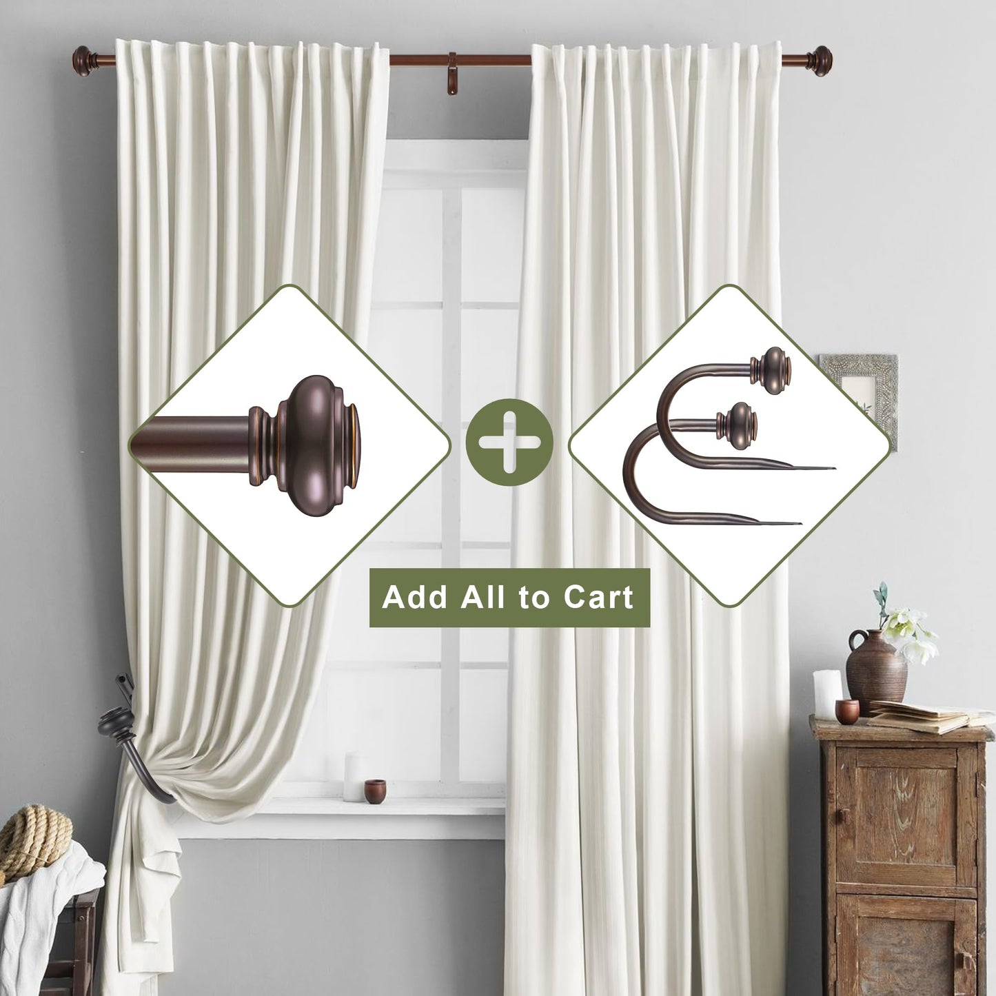 Vimayta Curtain Holdbacks 2pcs, Metal Curtains Tiebacks for Drapes Window Home Decoration, Matte Brown