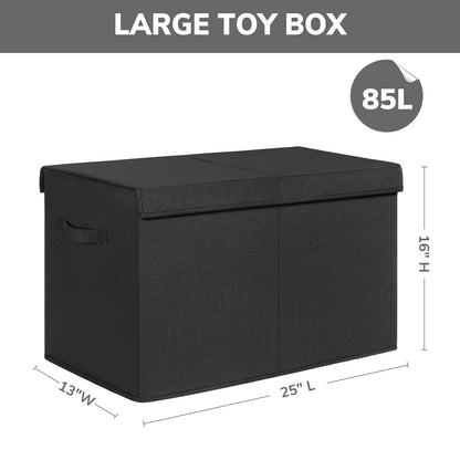 INDRESSME 25"x13"x16" Large Toy Storage, Foldable Storage Bins with Dividers, Toy Chests for Closet, Playroom, Bedroom, Toy Box for Kids, Boys Girls (Black)
