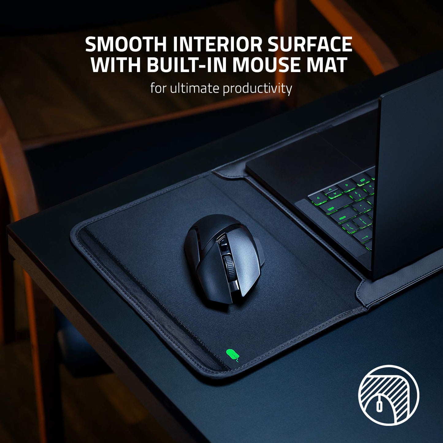 Razer 13" Neoprene Laptop Sleeve: Scratch & Water-Resistant - Padded Interior Lining - Snag-Free Velcro - Flip-Out Mouse Mat - Classic Black
