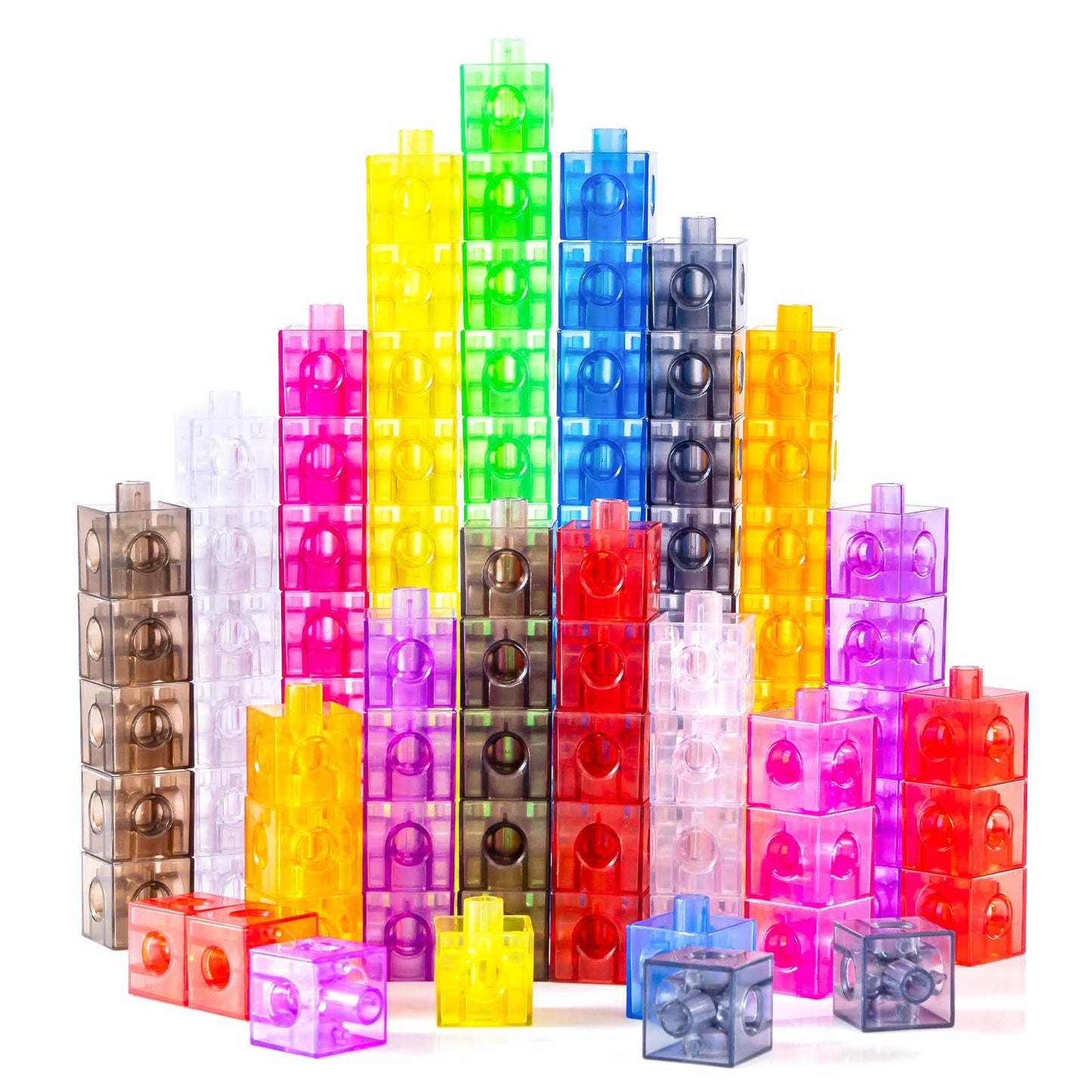 Odoorgames Translucent Math Blocks, Engaging Math Toy - 140 Pcs Translucent Pattern Blocks,Geometric Shapes,Translucent Toys
