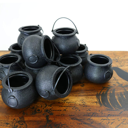 GIFTEXPRESS Mini Cauldron Kettles Novelty Candy Kettles for St Patrick Decoration, Pot of Gold Cauldron, Halloween Black Cauldrons Candy Holder, Witches Cauldron, Cauldron Pot Party Favors (12 Pack)