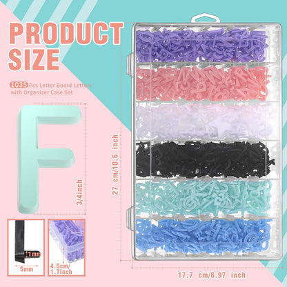 Yexiya 1035 Pcs Board Letters with Organizer Case Set Include 3/4'' Multicolor Plastic Pre Cut Characters Cursive for Felt Message Board Letters Numbers Symbols