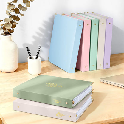 Sooez 4 Pack 3 Ring Binder with Metal Corners, Cute 1 Inch Binders Fits 175 Sheets of Paperwork, Three Ring Recipe Binder with Pocket for Women School Home Office Supplies, 8.5" x 11", Pastels