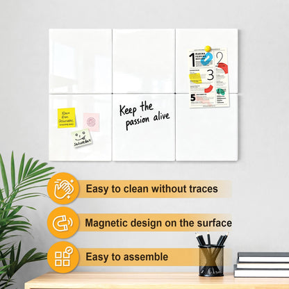 Comix Magnetic Board, 6 Pack Magnetic Whiteboard for wall, 11.8 x 11.8 Inches Dry Erase Board for Kids, Students, White Board Dry Erase Set for Fridge, Office and Home, White