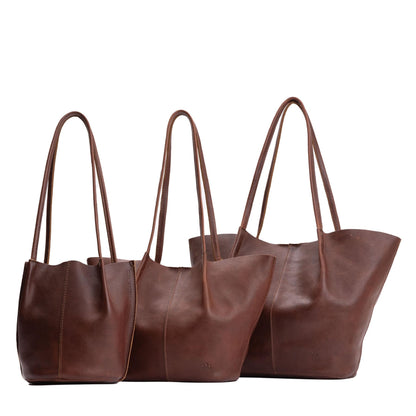 Portland Leather Goods Devan Bucket Tote – Dual Shoulder Straps & Spacious Interior Pockets – Classic, Nutmeg
