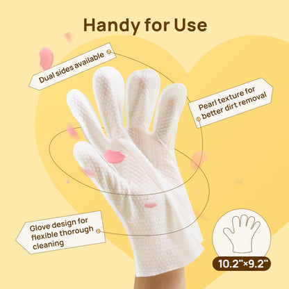 HICC PET Cleaning & Deodorizing Bath Wipes for Dogs and Cats, Hypoallergenic Nourish Fur Coconut Oil Dog Grooming Wipes, Puppy Bathing Gloves Wipes for Daily and Traveling