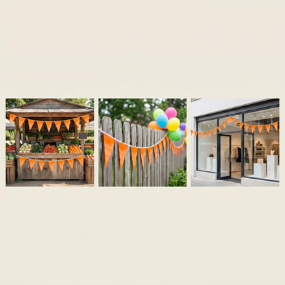 20M/64FT Macaroon Orange Triangle Pennant Banner Flag Metallic Fabric Bunting Garland for Christmas Graduation Anniversary Birthday Engagement Wedding Anniversary Casino Party Decorations Supplies