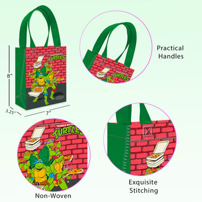 Teenage Mutant Ninja Turtles Party Favor Bags Set – 12 of 8" Pack TMNT Party Goodie Bags for Kids Bulk Reusable | TMNT Birthday Party Supplies