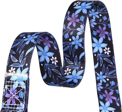 Mihqy Dog Collar and Leash Set with Bohemia Floral Tribal Geometric Patterns - Soft Ethnic Style Collar Adjustable for Small Medium Large Dogs(Blue Floral Set,XS)