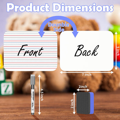 Dry Erase Boards 32 Pack, 9"x12" Double Sided Small Whiteboards with Lines for Kids, Students, Teacher & Classroom Pack, Mini Individual White Boards Lined for Writing Math English Practice