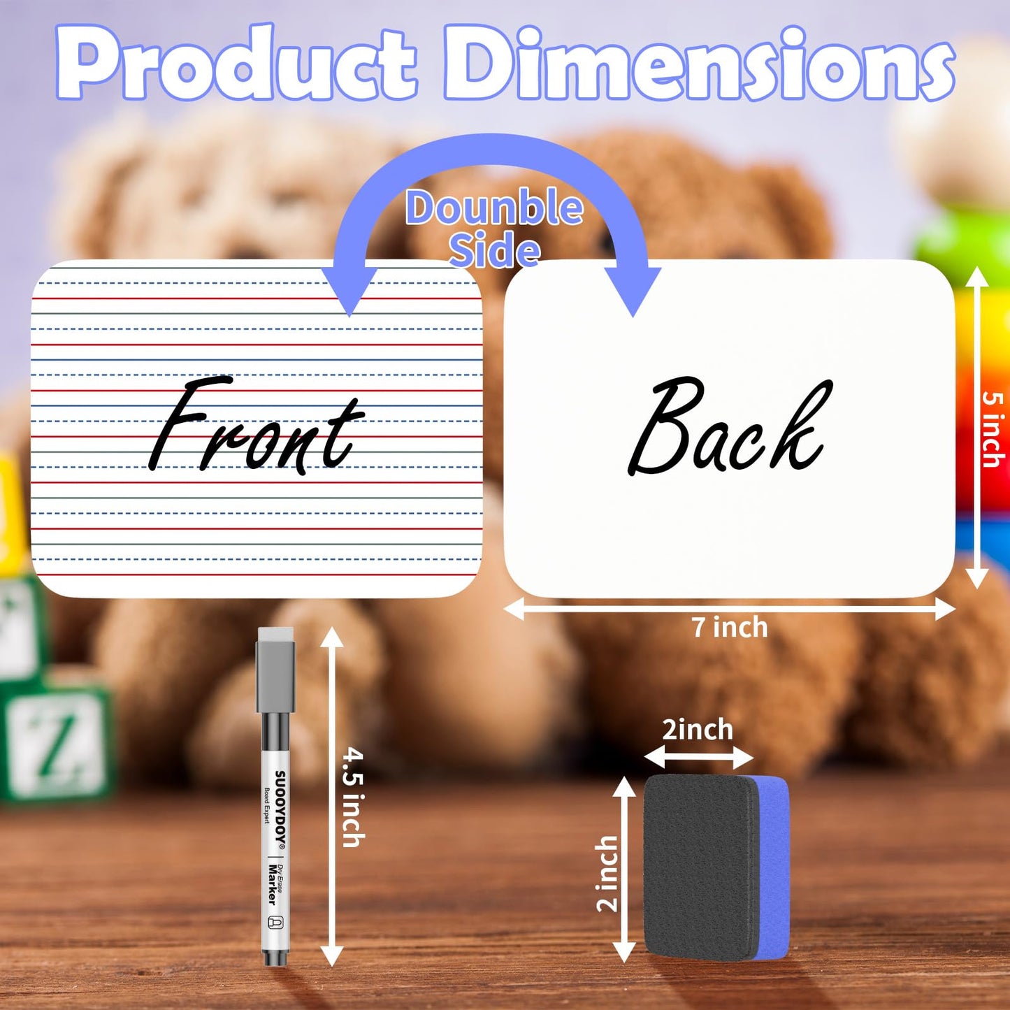Dry Erase Boards 25 Pack, 9"x12" Double Sided Small Whiteboards with Lines for Kids, Students, Teacher & Classroom Pack, Mini Individual White Boards Lined for Writing Math English Practice