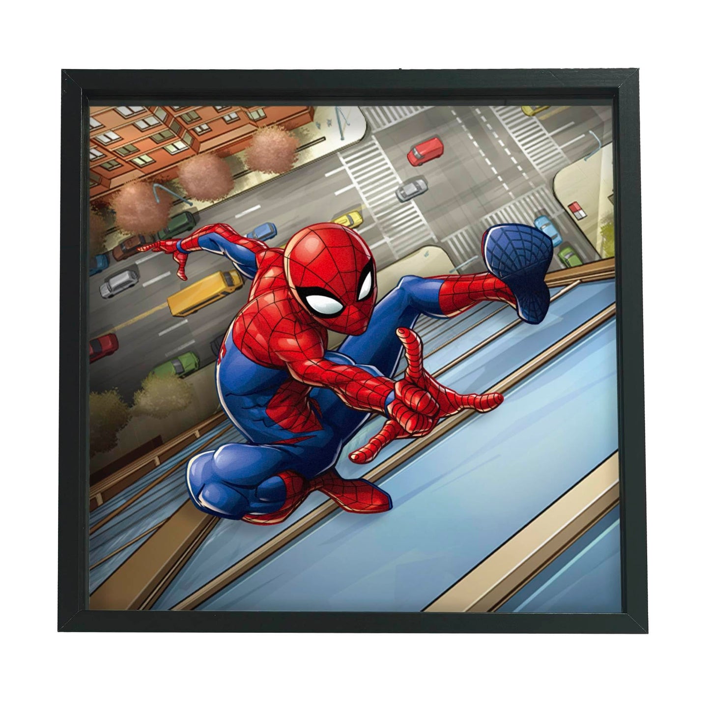 Idea Nuova Marvel Spiderman Childrens Dual Layer Wall Hanging Art Décor,MDF Frame, 16"x16"