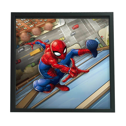 Idea Nuova Marvel Spiderman Childrens Dual Layer Wall Hanging Art Décor,MDF Frame, 16"x16"
