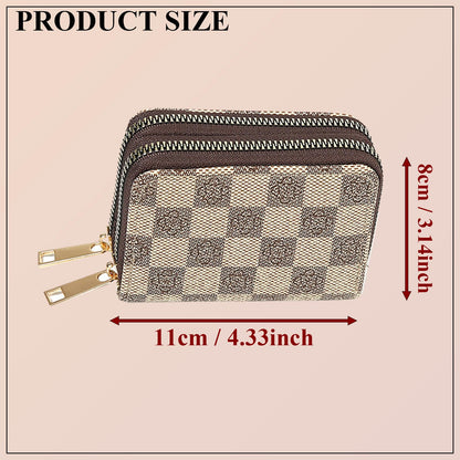 LFWATAXY PU Leather Accordion Card Wallet, Double-Layer Zippered Card Holder for Women Men Multi-Slot Large Capacity Card Organizer Compact Travel Wallet with Coin Purse ID Window (Gray)
