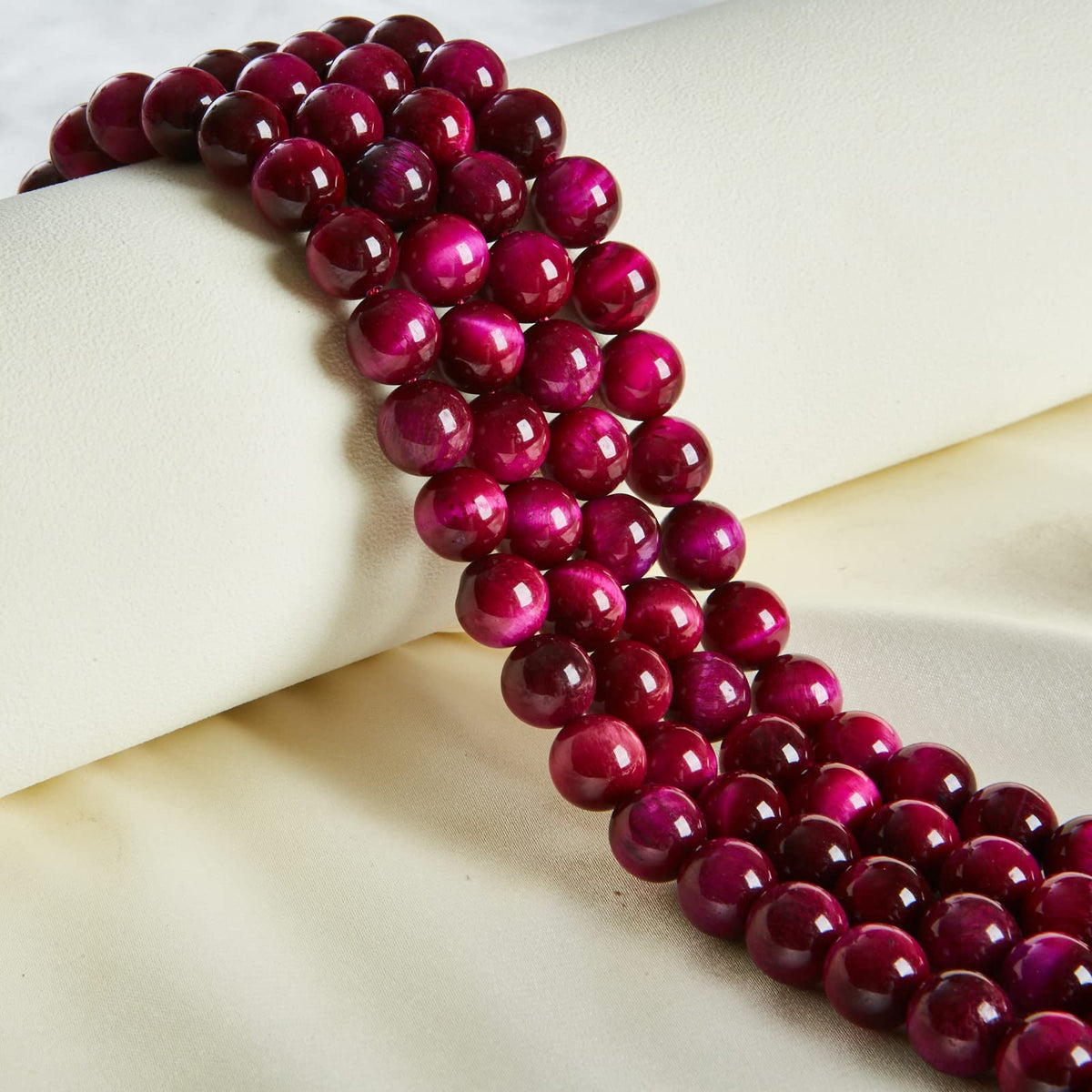 60pcs 6mm Magenta Tiger Eye Beads Natural Gemstone Beads Round Loose Beads for Jewelry Making